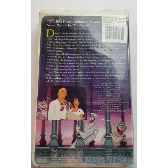 The Hunchback Of Notre Dame VHS Tape - Walt Disney Masterpiece - Picture 6 of 7